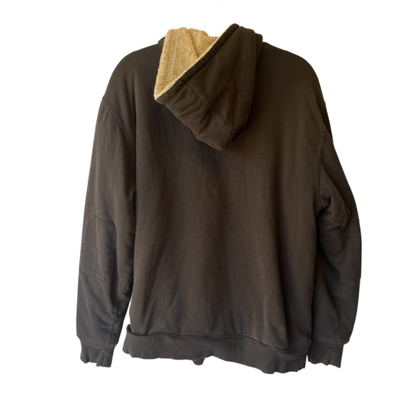 Quiksilver sherpa lined hoodie L large Black Full zip Mens Hooded sweatshirt - Picture 2 of 10